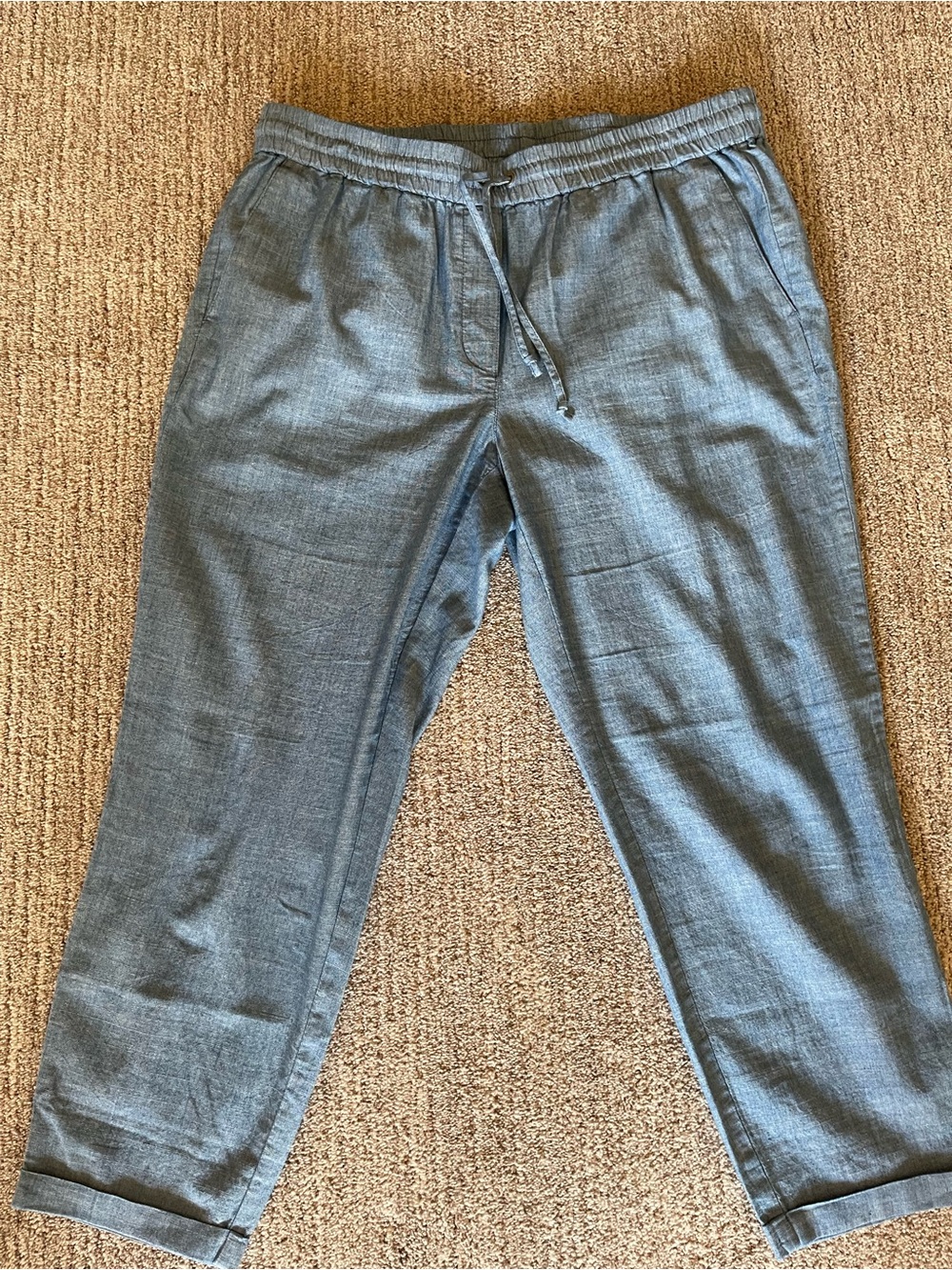 J Crew Chambray Drawstring Tapered Pants Resort Wear Coastal Casual 12 - Picture 3 of 11